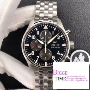 Pilot Chrono IW377710 SS ZF 1:1 Best Edition Black Dial on New SS Bracelet A7750
