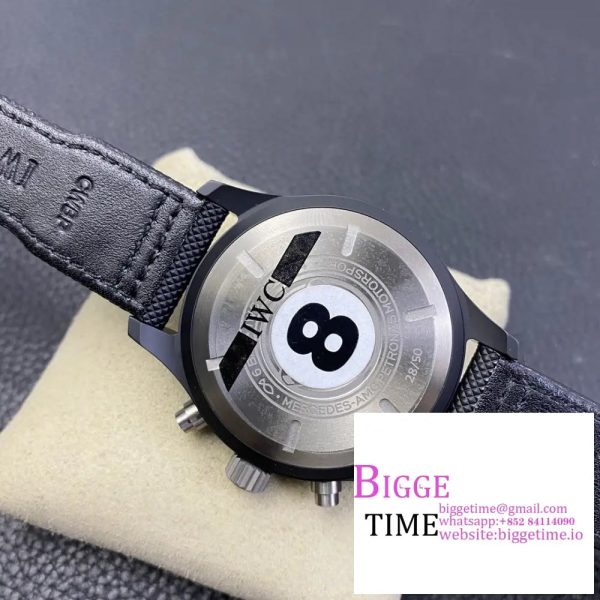 Pilot Chrono IW389005 Mercedes-AMG Black Ceramic YLF Best Edition CF Dial on Black Leather Strap A7750 - Image 8