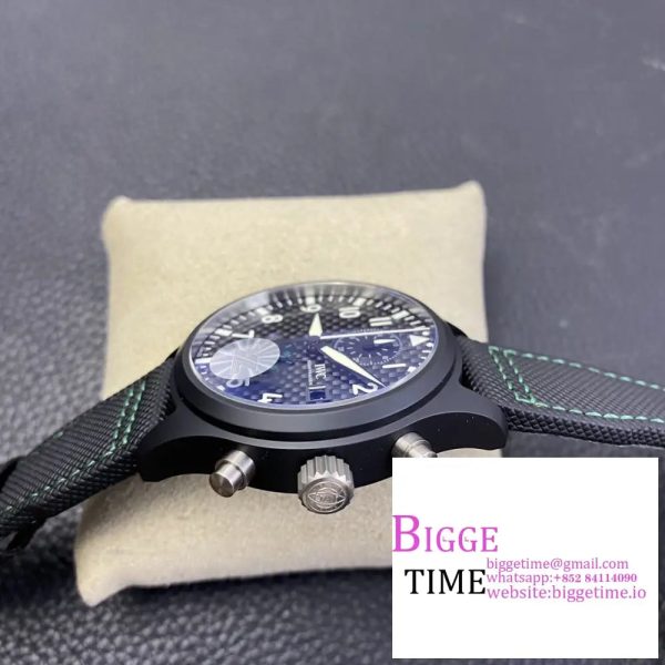 Pilot Chrono IW389005 Mercedes-AMG Black Ceramic YLF Best Edition CF Dial on Black Leather Strap A7750 - Image 6