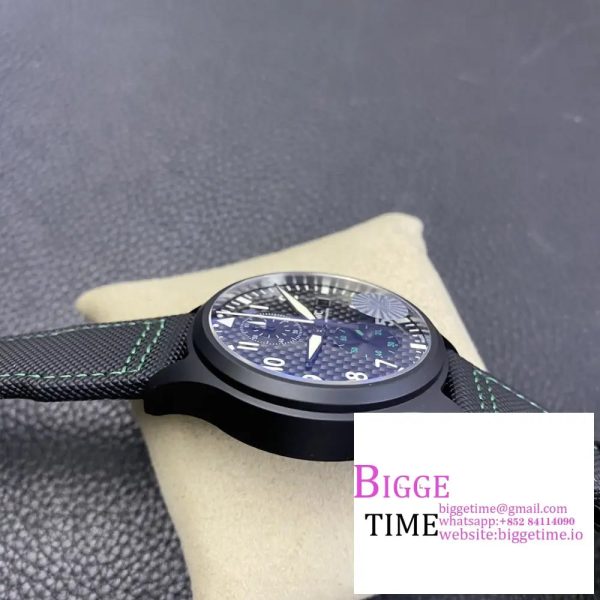 Pilot Chrono IW389005 Mercedes-AMG Black Ceramic YLF Best Edition CF Dial on Black Leather Strap A7750 - Image 7