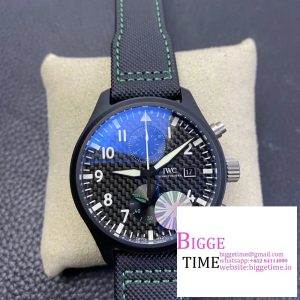 Pilot Chrono IW389005 Mercedes-AMG Black Ceramic YLF Best Edition CF Dial on Black Leather Strap A7750