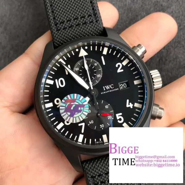 Pilot Chrono  IW389101 TOP GUN Real Ceramic ZF Best Edition on Black Nylon Strap A7750 - Image 2