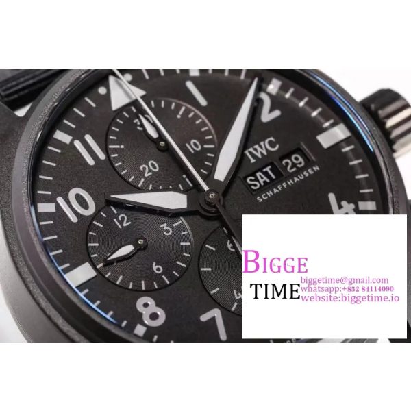 Pilot Chrono Top Gun IW389002 Real Ceramic ZF 1:1 Best Edition Gray Dial on Green Calfskin Strap A7750 - Image 2