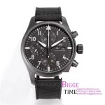 Pilot Chrono Top Gun IW389002 Real Ceramic ZF 1:1 Best Edition Gray Dial on Green Calfskin Strap A7750