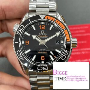 Planet Ocean 43.5mm SS VSF 1:1 Best Edition Black/Orange Bezel Black Dial on SS Bracelet A8900