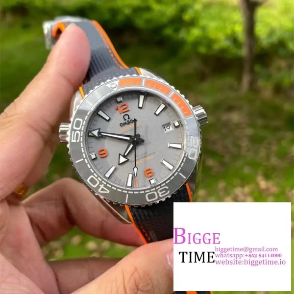 Planet Ocean 43.5mm Ti VSF 1:1 Best Edition Black/Orange Bezel Gray Dial on Gray Nylon Strap A8900 - Image 2