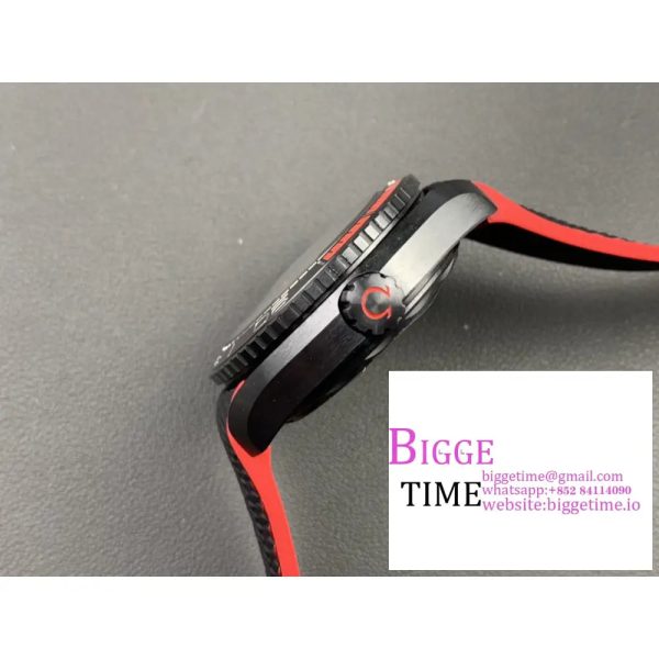 Planet Ocean 45.5mm Deep Black red Real Ceramic VSF 1:1 Best Edition on Black Nylon Strap A8906 - Image 6