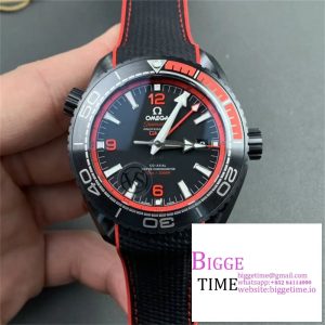 Planet Ocean 45.5mm Deep Black red Real Ceramic VSF 1:1 Best Edition on Black Nylon Strap A8906