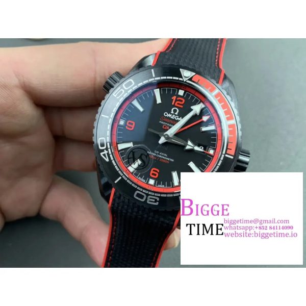 Planet Ocean 45.5mm Deep Black red Real Ceramic VSF 1:1 Best Edition on Black Nylon Strap A8906 - Image 4