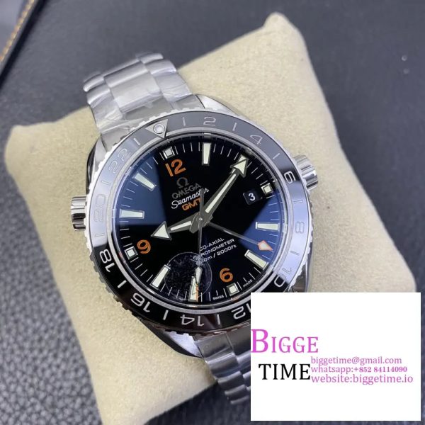Planet Ocean 600M Co-Axial GMT 43.5mm VSF 1:1 Best Edition Black Dial Orange Markers Black Ceramic Bezel on Black Rubber Strap A8605 - Image 3