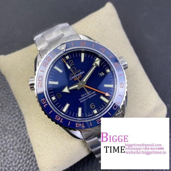 Planet Ocean 600M Co-Axial GMT 43.5mm VSF 1:1 Best Edition Blue Dial Blue Ceramic Bezel on SS Bracelet A8605 - Image 3