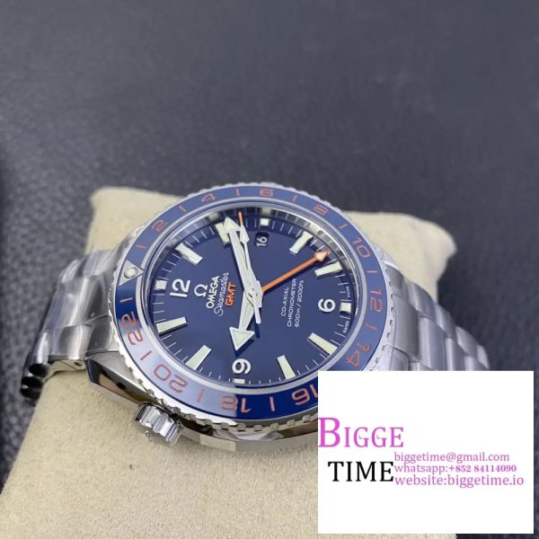 Planet Ocean 600M Co-Axial GMT 43.5mm VSF 1:1 Best Edition Blue Dial Blue Ceramic Bezel on SS Bracelet A8605 - Image 6
