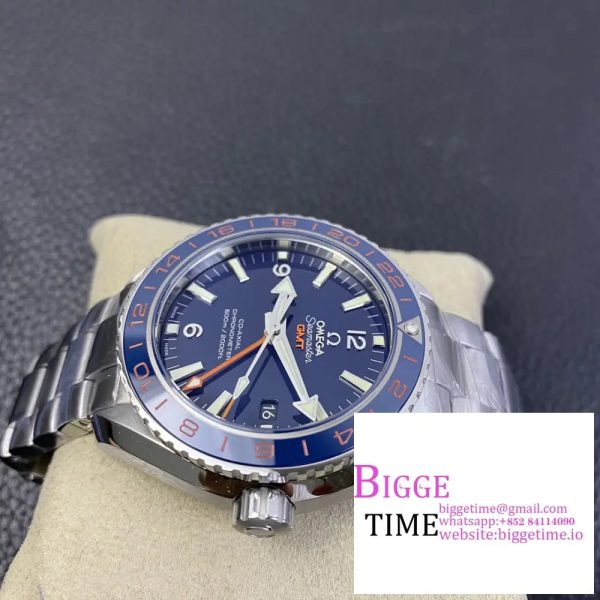Planet Ocean 600M Co-Axial GMT 43.5mm VSF 1:1 Best Edition Blue Dial Blue Ceramic Bezel on SS Bracelet A8605 - Image 4