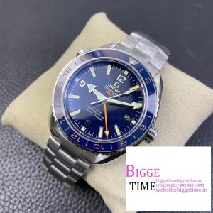 Planet Ocean 600M Co-Axial GMT 43.5mm VSF 1:1 Best Edition Blue Dial Blue Ceramic Bezel on SS Bracelet A8605