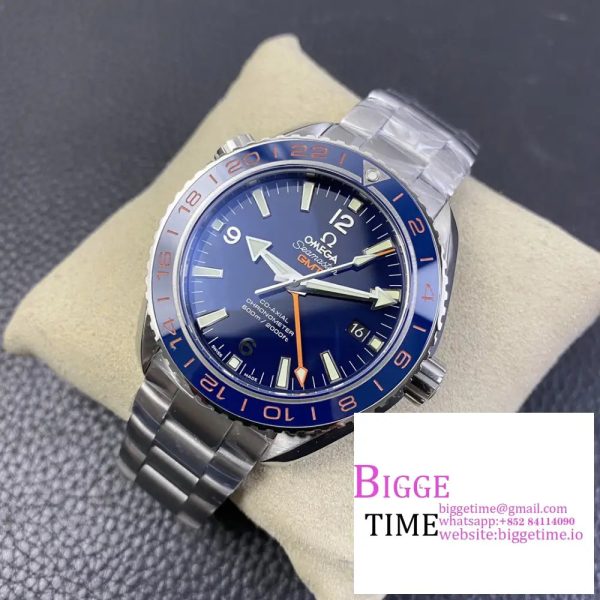 Planet Ocean 600M Co-Axial GMT 43.5mm VSF 1:1 Best Edition Blue Dial Blue Ceramic Bezel on SS Bracelet A8605