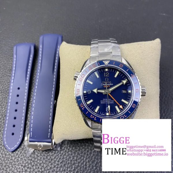 Planet Ocean 600M Co-Axial GMT 43.5mm VSF 1:1 Best Edition Blue Dial Blue Ceramic Bezel on SS Bracelet A8605 - Image 2