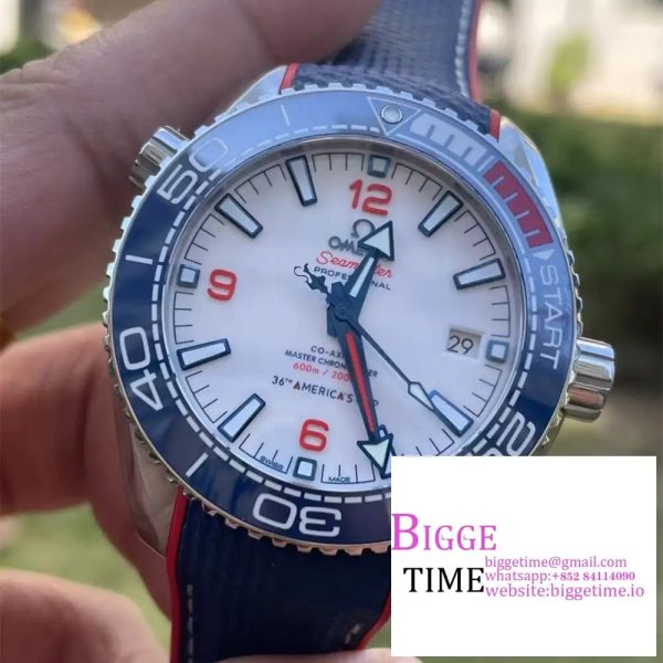 Planet Ocean  America's Cup SS VSF 1:1 Best Edition White Dial on Blue Nylon Strap A8900 - Image 4