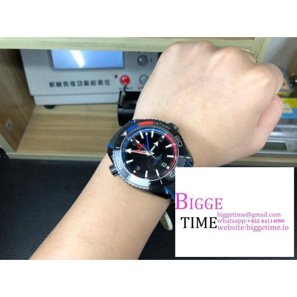 Planet Ocean GMT 45.5mm ETNZ "Deep Black" Real Ceramic VSF 1:1 Best Edition on Black Nylon Strap A8906 - Image 5