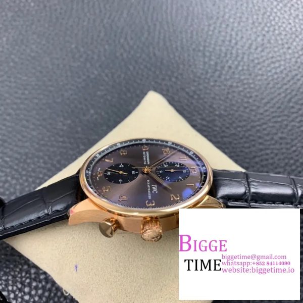 Portugieser Chrono Classic 42 RG ZF 1:1 Best Edition Blrown Dial on Black Leather Strap A7750 - Image 7