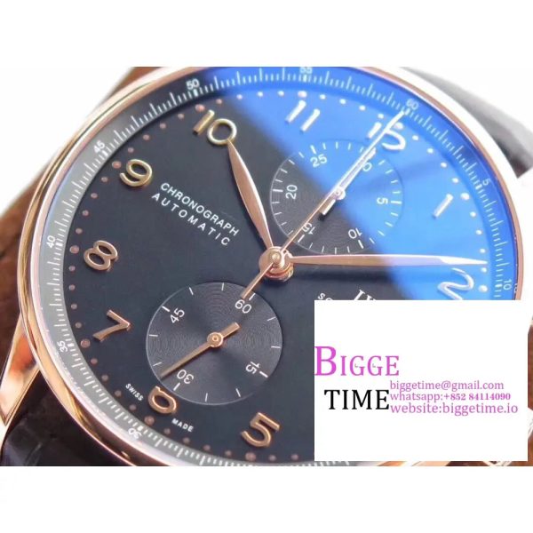Portugieser Chrono Classic 42 RG ZF 1:1 Best Edition Blrown Dial on Black Leather Strap A7750 - Image 5