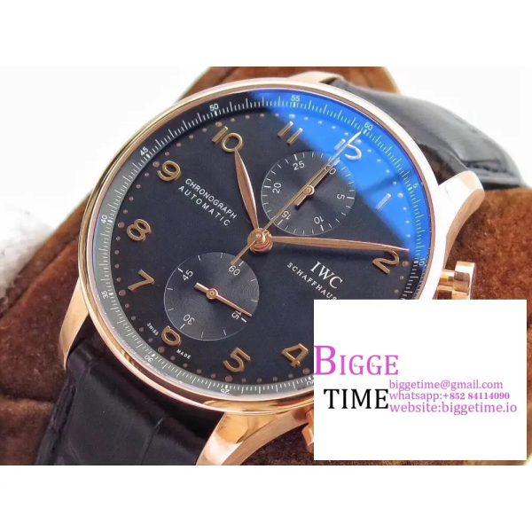 Portugieser Chrono Classic 42 RG ZF 1:1 Best Edition Blrown Dial on Black Leather Strap A7750 - Image 3