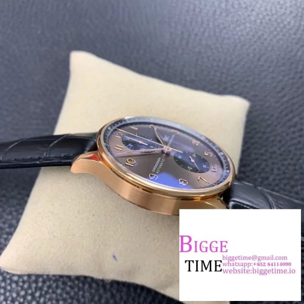 Portugieser Chrono Classic 42 RG ZF 1:1 Best Edition Blrown Dial on Black Leather Strap A7750 - Image 6