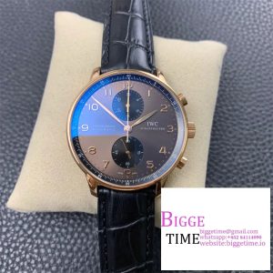 Portugieser Chrono Classic 42 RG ZF 1:1 Best Edition Blrown Dial on Black Leather Strap A7750