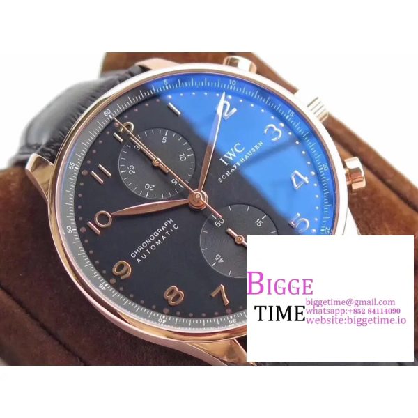 Portugieser Chrono Classic 42 RG ZF 1:1 Best Edition Blrown Dial on Black Leather Strap A7750 - Image 6