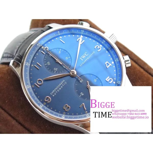 Portugieser Chronograph Edition “150 Years” IW371601 AZF 1:1 Best Edition Blue Dial on Black Leather Strap A7750 (Slim Movement) - Image 4