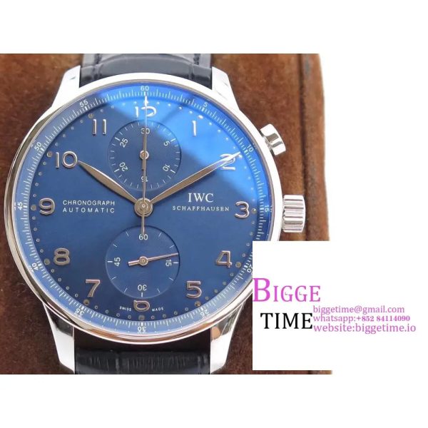 Portugieser Chronograph Edition “150 Years” IW371601 AZF 1:1 Best Edition Blue Dial on Black Leather Strap A7750 (Slim Movement) - Image 3