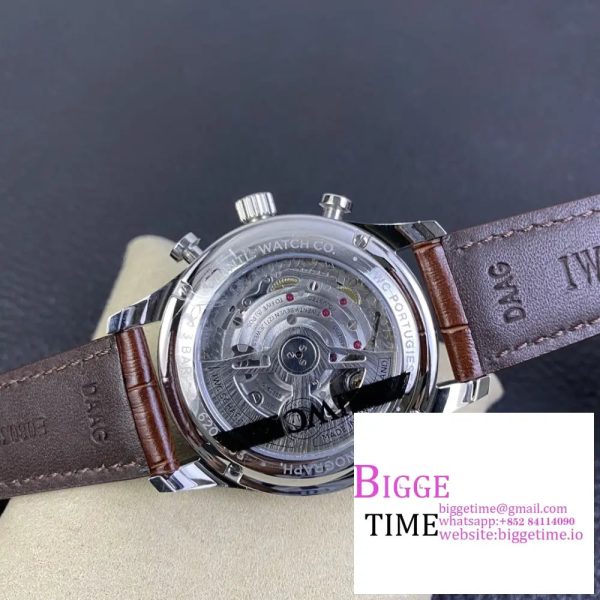 Portugieser Chronograph Edition “150 Years” IW371602 ZF 1:1 Best Edition White Dial on Brown Leather Strap A7750 (Slim Movement) - Image 9
