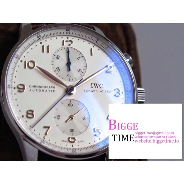 Portugieser Chronograph Edition “150 Years” IW371602 ZF 1:1 Best Edition White Dial on Brown Leather Strap A7750 (Slim Movement) - Image 4