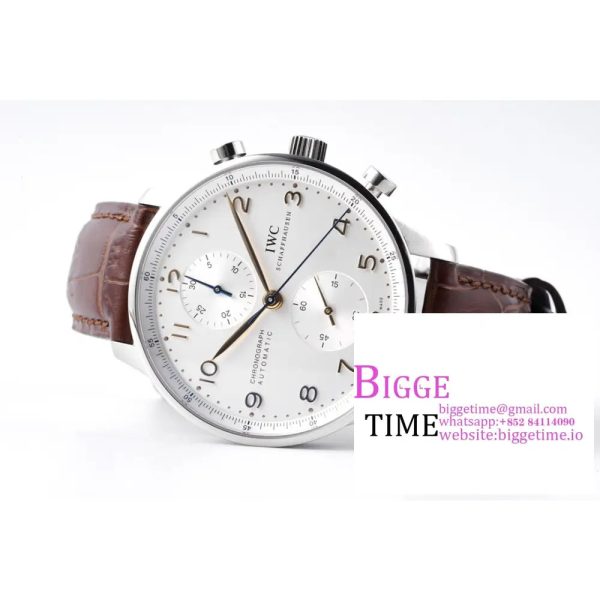 Portugieser Chronograph Edition “150 Years” IW371602 ZF 1:1 Best Edition White Dial on Brown Leather Strap A7750 (Slim Movement) - Image 3