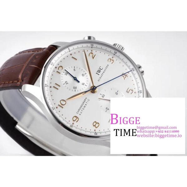Portugieser Chronograph Edition “150 Years” IW371602 ZF 1:1 Best Edition White Dial on Brown Leather Strap A7750 (Slim Movement) - Image 2