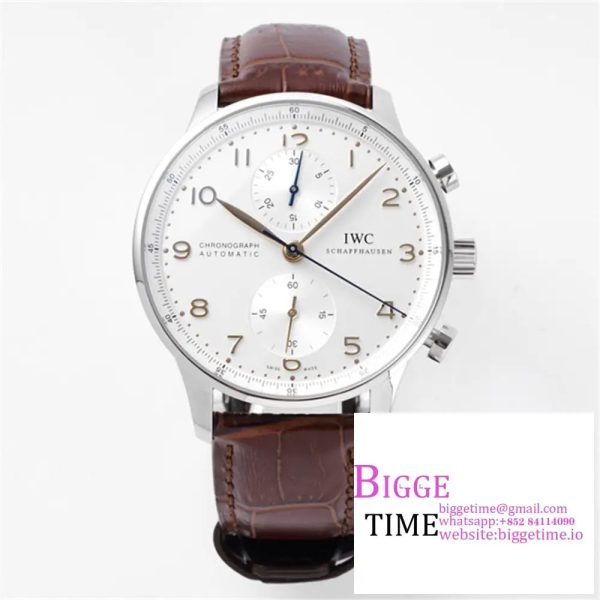 Portugieser Chronograph Edition “150 Years” IW371602 ZF 1:1 Best Edition White Dial on Brown Leather Strap A7750 (Slim Movement)