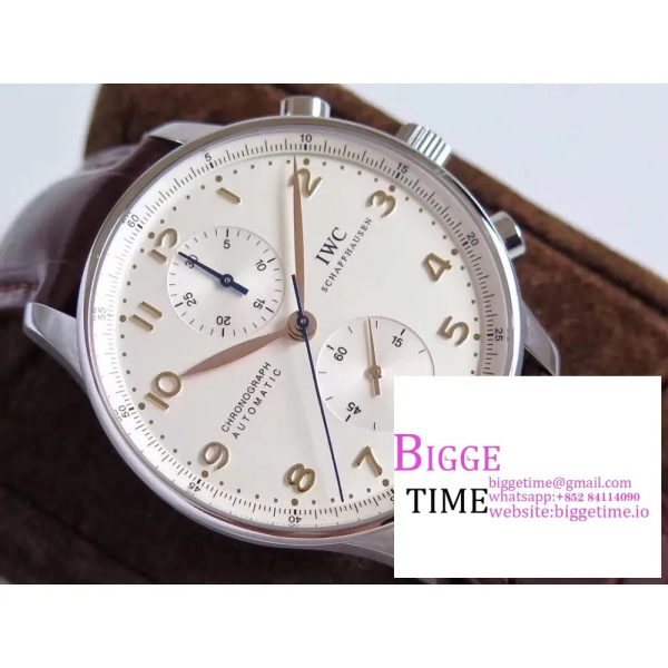 Portugieser Chronograph Edition “150 Years” IW371602 ZF 1:1 Best Edition White Dial on Brown Leather Strap A7750 (Slim Movement) - Image 3