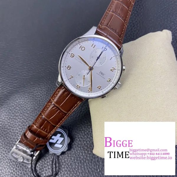 Portugieser Chronograph Edition “150 Years” IW371602 ZF 1:1 Best Edition White Dial on Brown Leather Strap A7750 (Slim Movement) - Image 5