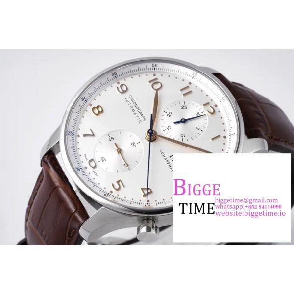 Portugieser Chronograph Edition “150 Years” IW371602 ZF 1:1 Best Edition White Dial on Brown Leather Strap A7750 (Slim Movement) - Image 4