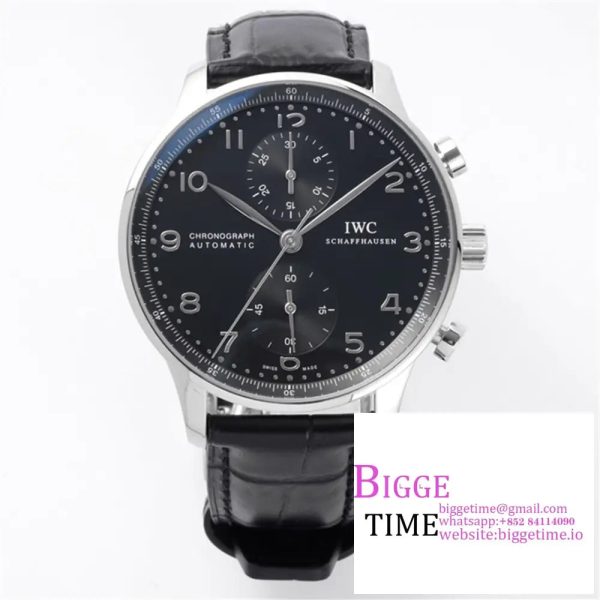 Portuguese Chrono IW371609 ZF 1:1 Best Edition Black Dial on Black Leather Strap A69355