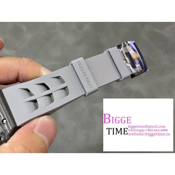 RM011 Chrono NTPT Skeleton Dial Black Crown Grey Rubber Strap KVF A7750 - Image 8