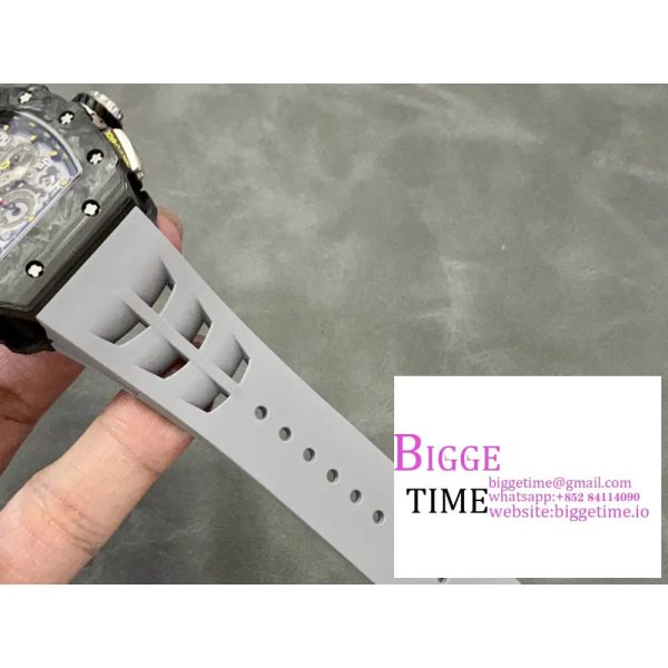 RM011 Chrono NTPT Skeleton Dial Black Crown Grey Rubber Strap KVF A7750 - Image 7