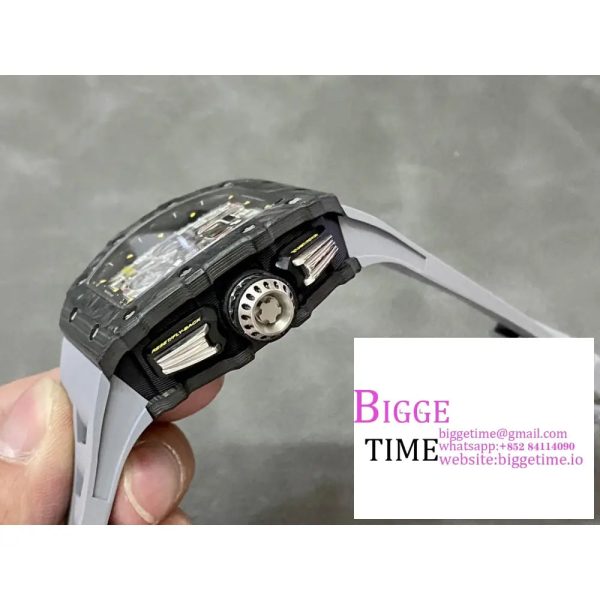 RM011 Chrono NTPT Skeleton Dial Black Crown Grey Rubber Strap KVF A7750 - Image 6