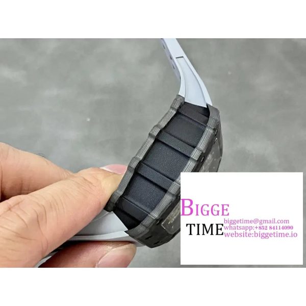 RM011 Chrono NTPT Skeleton Dial Black Crown Grey Rubber Strap KVF A7750 - Image 9