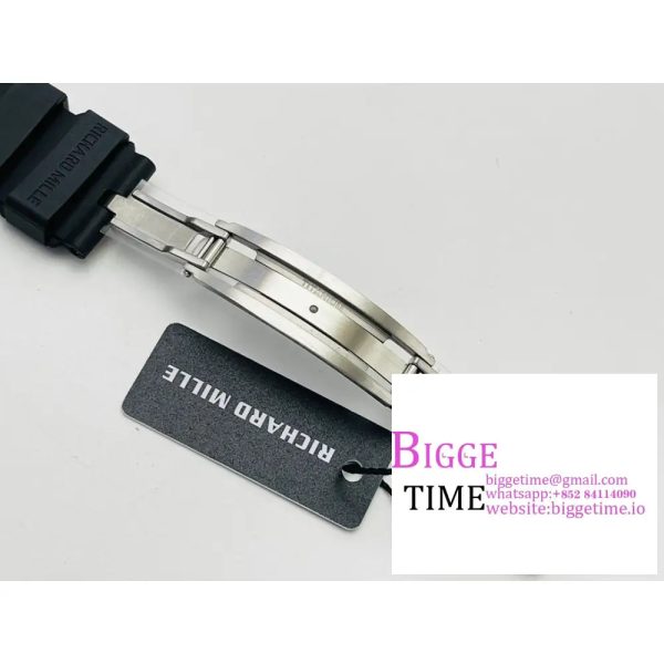RM011 Chrono NTPT Skeleton Dial Black Crown Black Rubber Strap KVF A7750 - Image 9