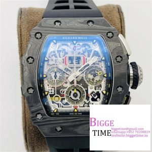 RM011 Chrono NTPT Skeleton Dial Black Crown Black Rubber Strap KVF A7750
