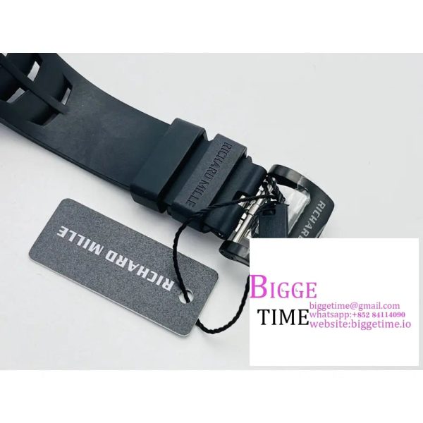 RM011 Chrono NTPT Skeleton Dial Black Crown Black Rubber Strap KVF A7750 - Image 8