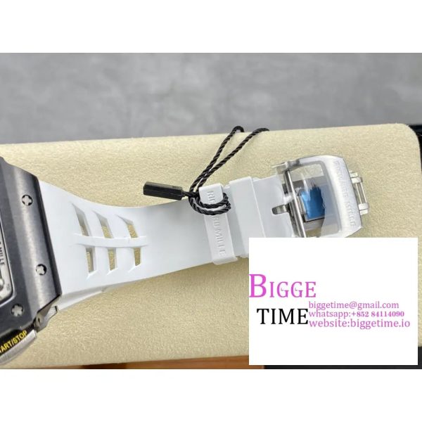 RM011 Chrono White Ceramic Skeleton Dial White Crown White Rubber Strap KVF A7750 - Image 9