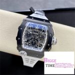 RM011 Chrono White Ceramic Skeleton Dial White Crown White Rubber Strap KVF A7750