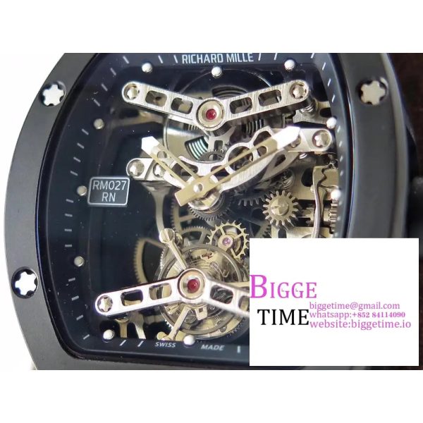 RM027 Tourbillon Titanium Skeleton Dial Black Rubber Strap EURF Tourb - Image 4