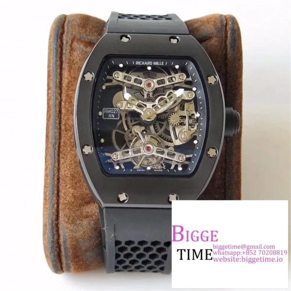 RM027 Tourbillon Titanium Skeleton Dial Black Rubber Strap EURF Tourb